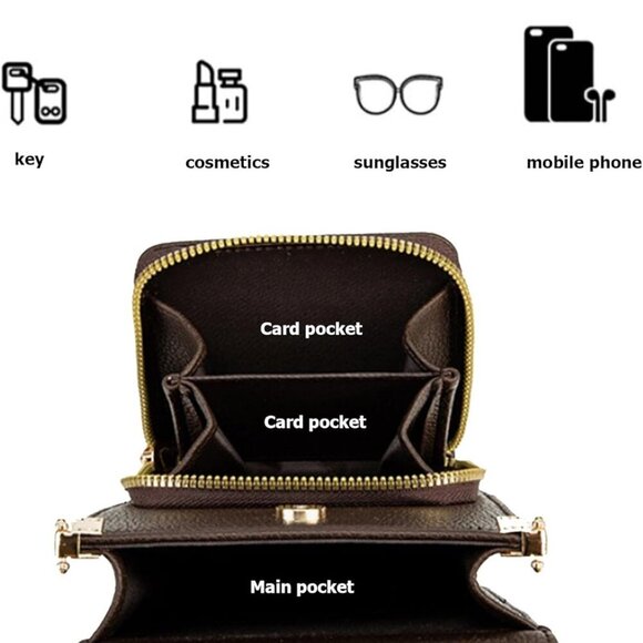 Versatile Burgundy Crossbody Purse with Card Slots & Adjustable Strap for Women - Picture 5 of 6